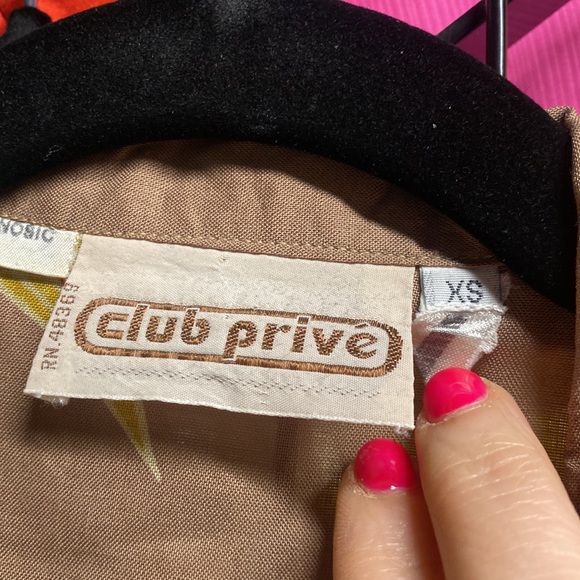 Vintage 80s Club Prive Bamboo Print S/s Button Down - Picture 5 of 6